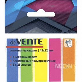 Набор самокл. этикеток-закладок de VENTE (2011307, 5цв.*25л., неон.)