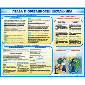 Стенд-уголок "Права и обязанности школьника"1380х1000
